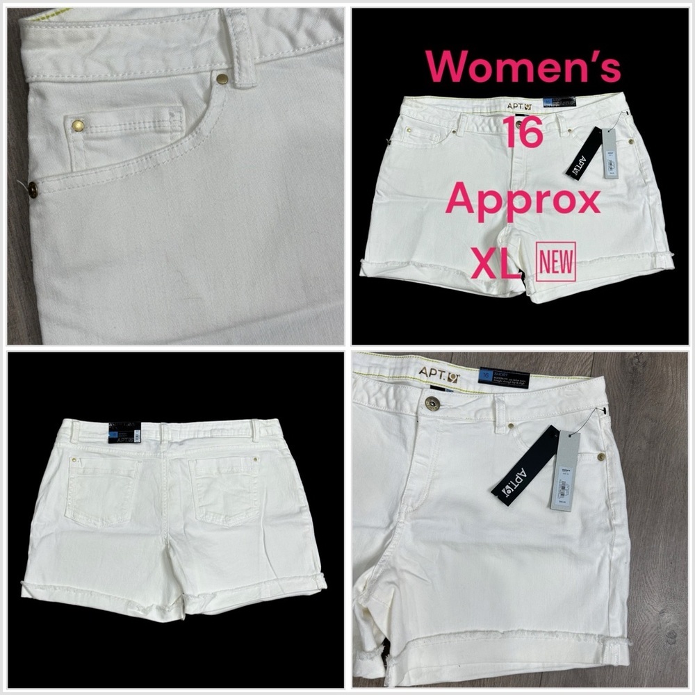 Women’s Apt. 9 16 XL 1X Denim Shorts Jeans White Frayed Cuff Hem Modern Fit NWT